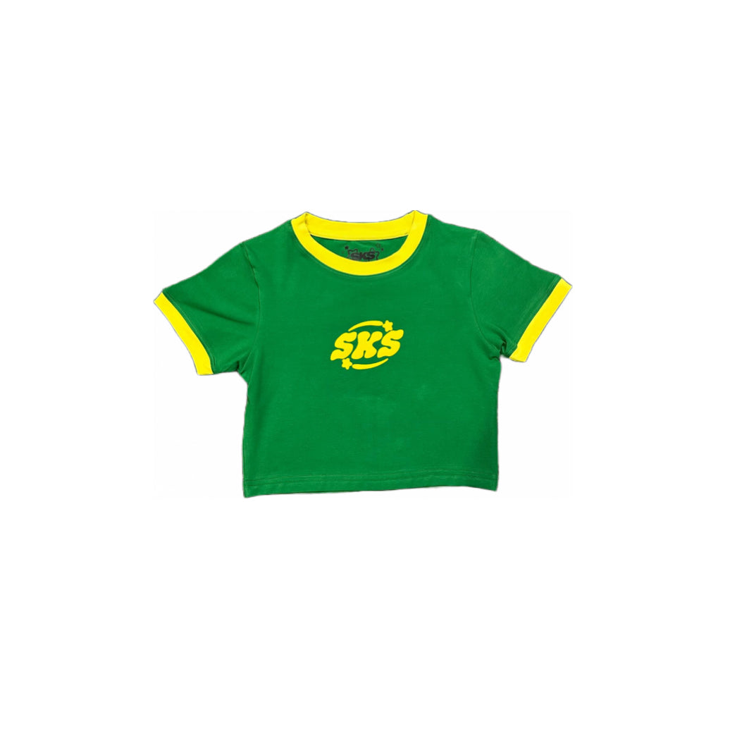Ribbed Baby Tee Green/Yellow