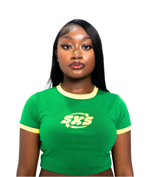 Ribbed Baby Tee Green/Yellow