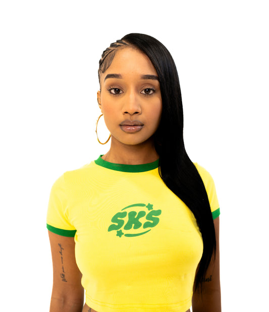 Ribbed Baby Tee Yellow/Green