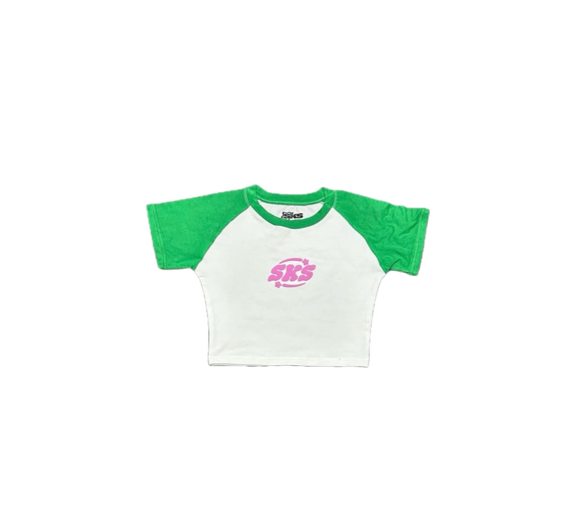 Raglan Baby Tee Green/White
