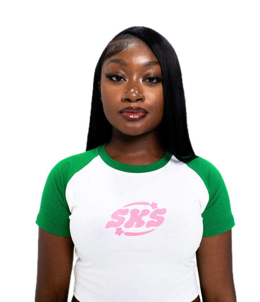 Raglan Baby Tee Green/White