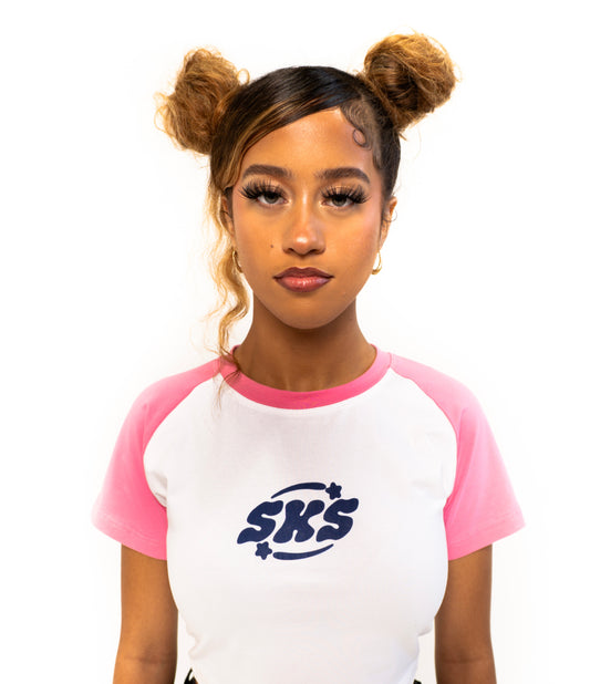 Raglan Baby Tee Pink/White/Blue